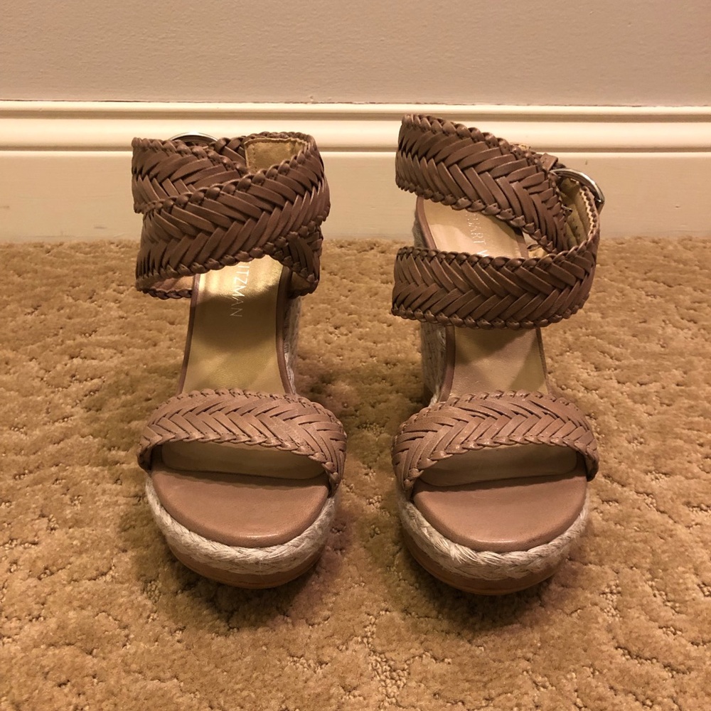 Stuart Weitzman leather wedge espadrilles